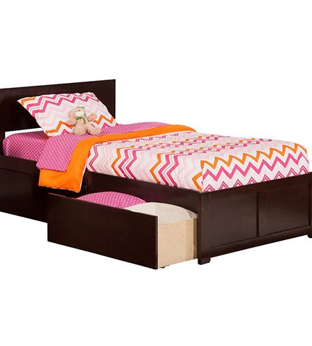 Orlando Twin Flat Panel Foot Board Urban Bed Drawers Espresso