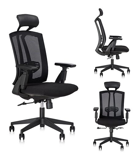 Ergonomic Chair with Headrest and Adjustable Armrest Black